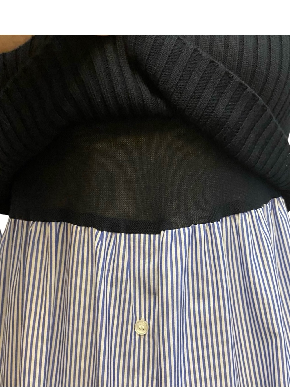 KENZO Paris Mixed Ribbed Knit And Cotton Poplin Shirt Sweater Minimalist Preppy - Picture 6 of 16